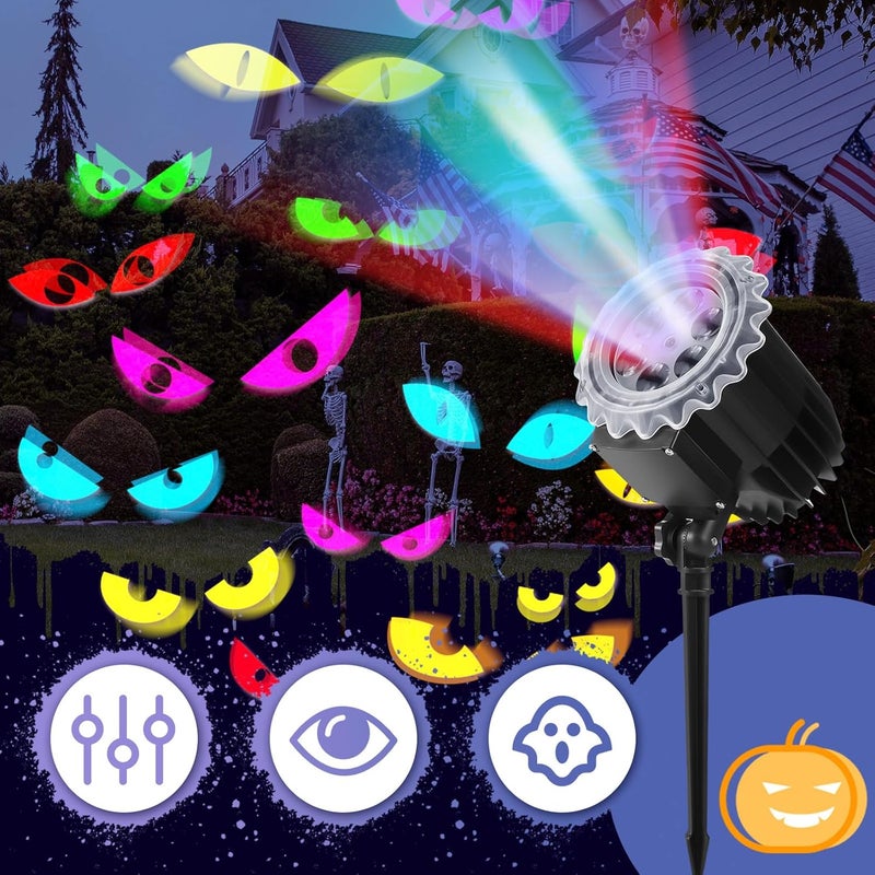Lingvee Halloween Projector Light with 1 Film Slides Holiday LED Projector Lights Outdoor Reflectors Waterproof Landscape Decorative Rotation Lighting Movement Projection Lamp(Eyes) - Image 3